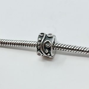 Pandora Sterling Silver Tendril with Pink CZ Clip Charm